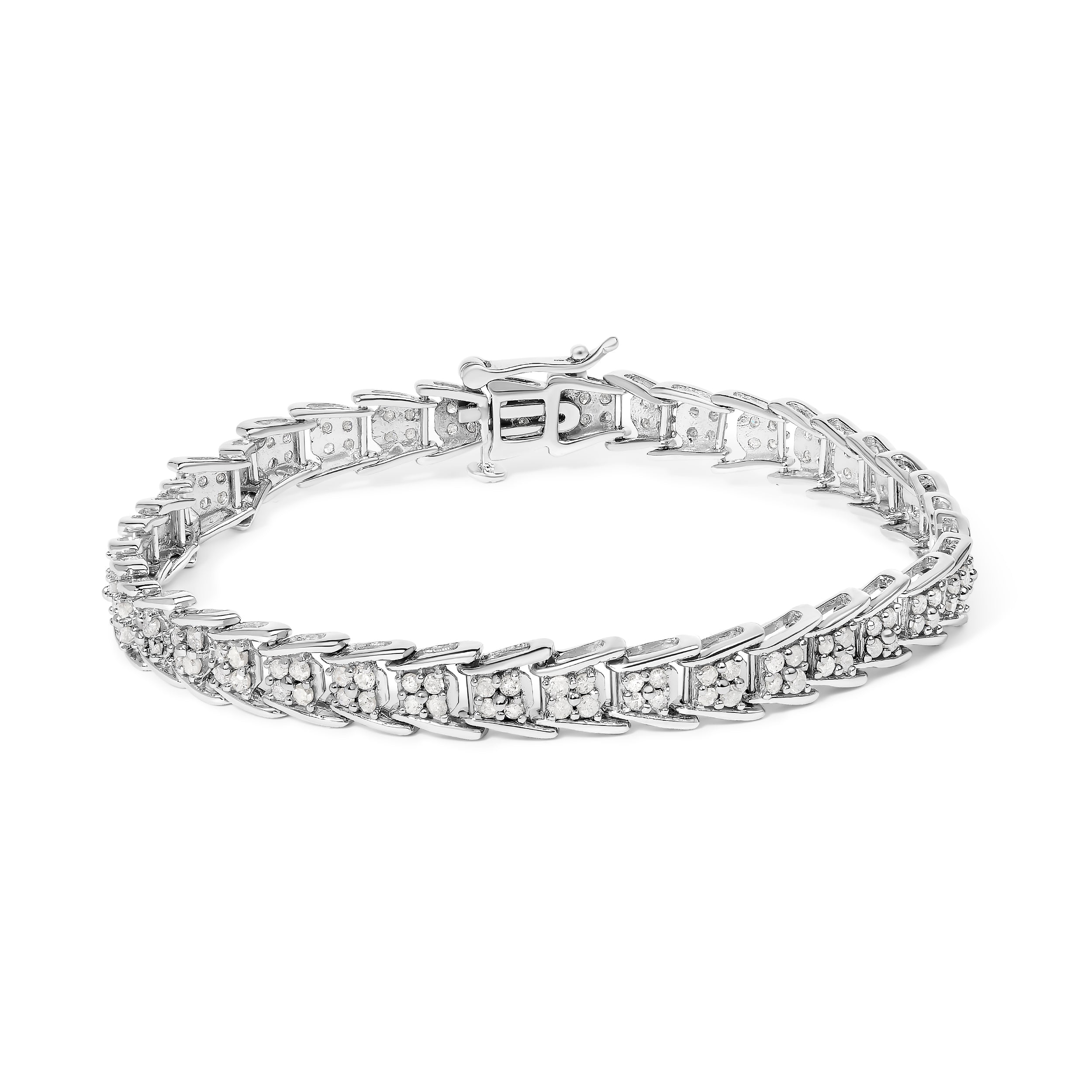 10k White Gold 2 cttw Diamond Fan-Shaped Link Tennis Bracelet (I-J Clarity, I3 Color) - Size 7.25" by Bids.com