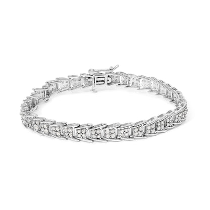 10k White Gold 2 cttw Diamond Fan-Shaped Link Tennis Bracelet (I-J Clarity, I3 Color) - Size 7.25" by Bids.com