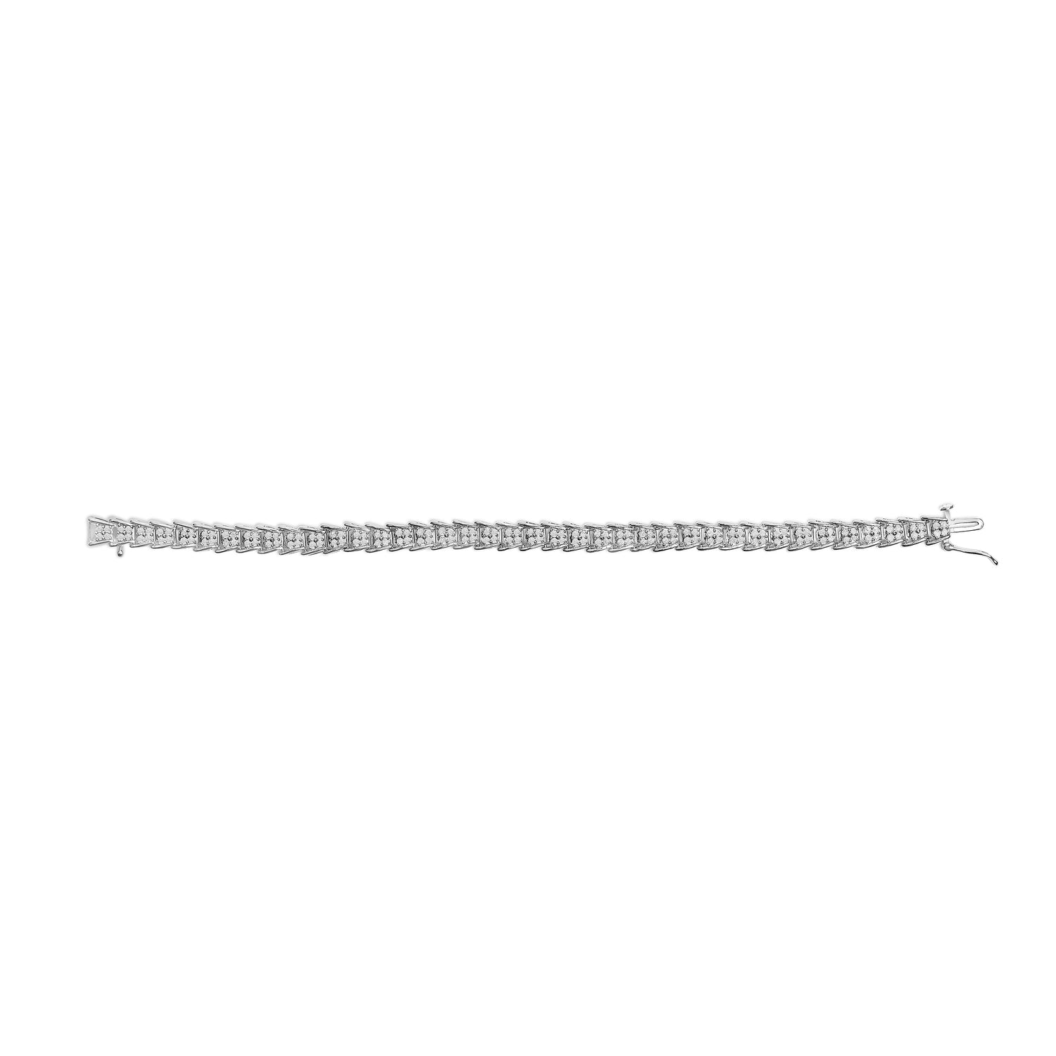 10k White Gold 2 cttw Diamond Fan-Shaped Link Tennis Bracelet (I-J Clarity, I3 Color) - Size 7.25" by Bids.com