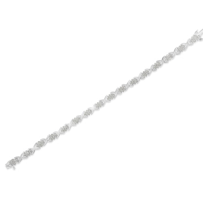 .925 Sterling Silver 1-1/2 Cttw Diamond Cluster X Link 7" Tennis Bracelet (I-J color, I3 clarity) by Bids.com