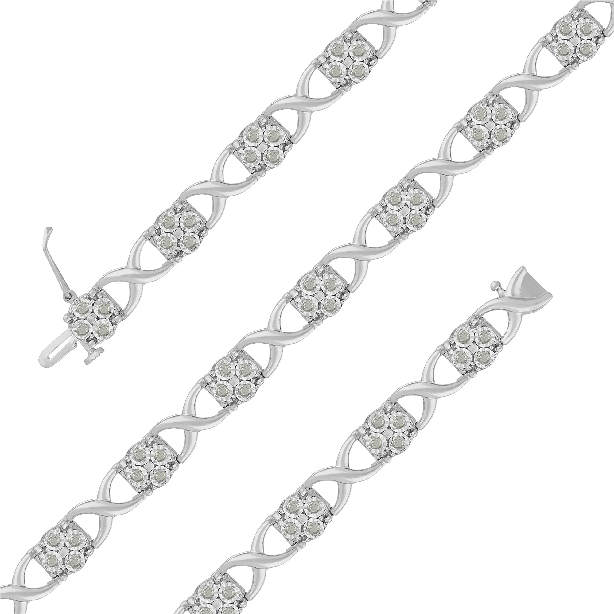 Sterling Silver Rose-Cut Diamond Love Locks Link Bracelet (1.00cttw,I-J color,I3-Promo clarity) by Bids.com