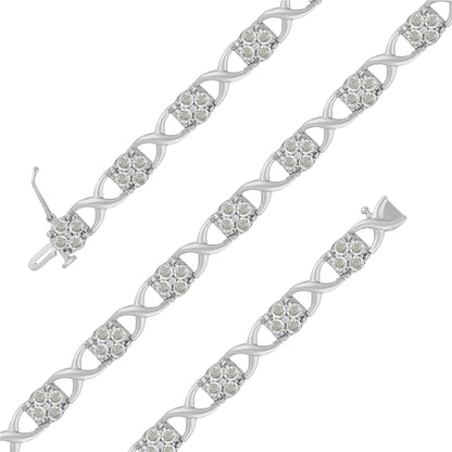 Sterling Silver Rose-Cut Diamond Love Locks Link Bracelet (1.00cttw,I-J color,I3-Promo clarity) by Bids.com