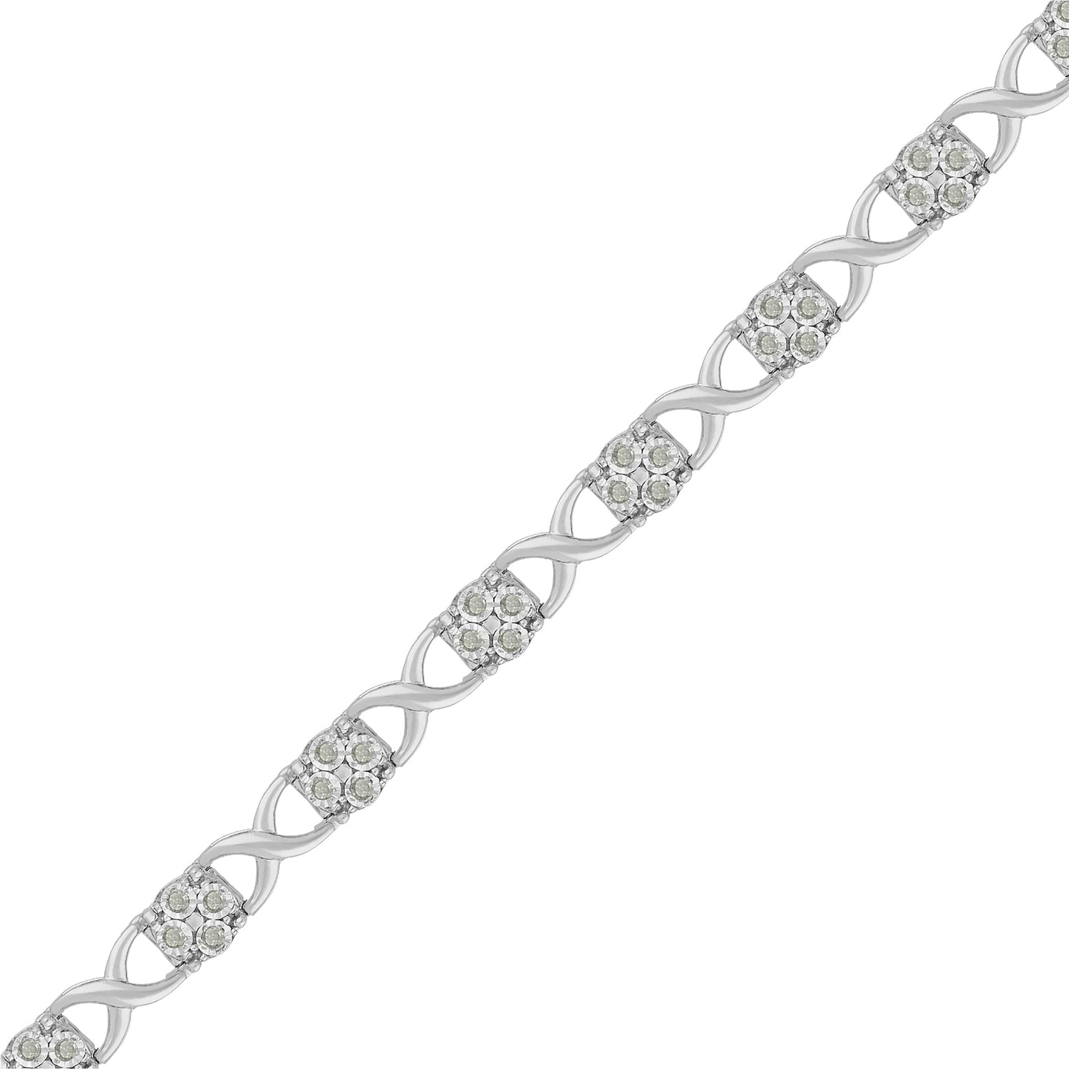 Sterling Silver Rose-Cut Diamond Love Locks Link Bracelet (1.00cttw,I-J color,I3-Promo clarity) by Bids.com