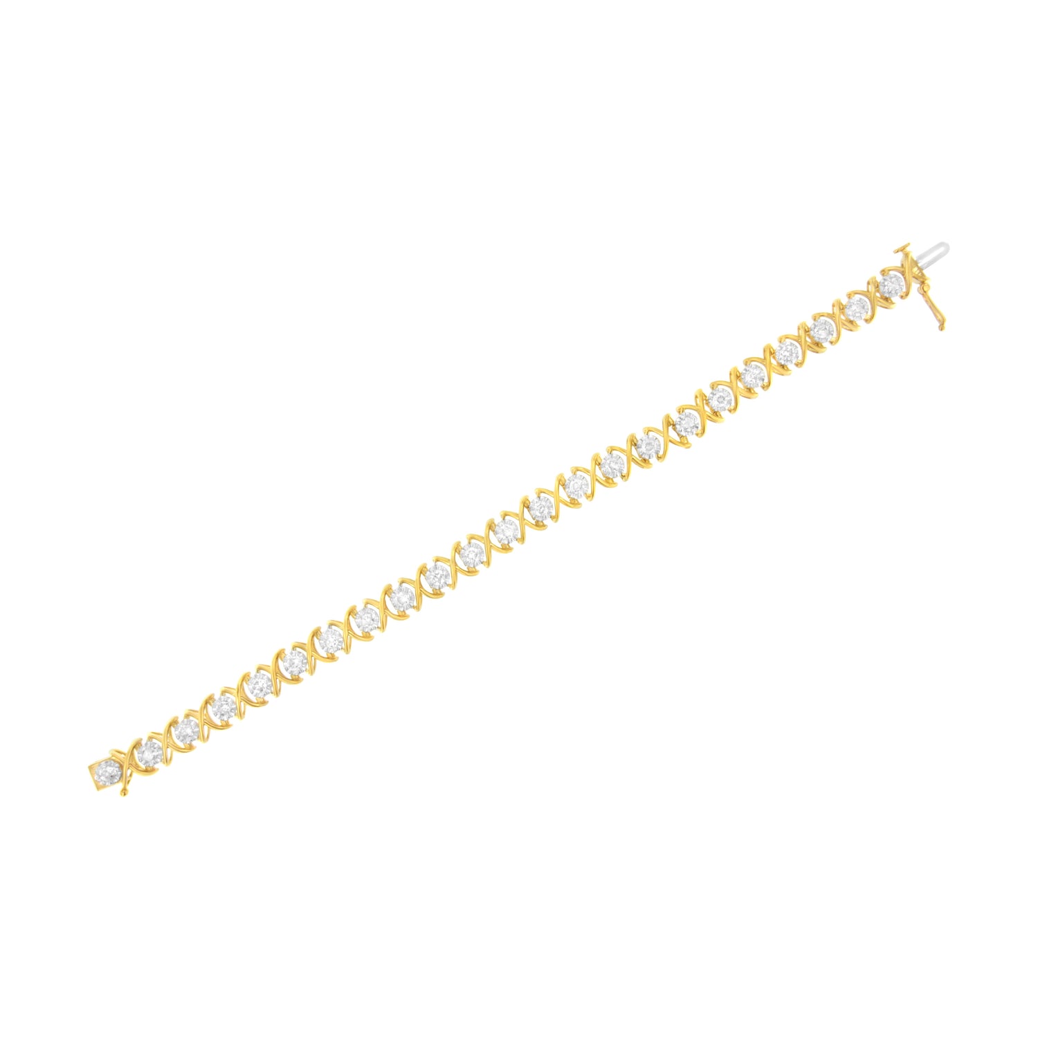 10K Yellow Gold Plated Sterling Silver 2 cttw Diamond "XOXO" Bracelet (J-K Clarity, I1-I2 Color) - Size 7.25" by Bids.com