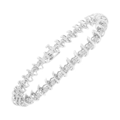 .925 Sterling Silver 1 cttw Prong-Set Diamond Link Bracelet (I-J, I1-I2) - 7.25" by Bids.com