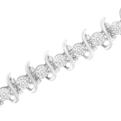 .925 Sterling Silver 1 cttw Prong-Set Diamond Link Bracelet (I-J, I1-I2) - 7.25" by Bids.com