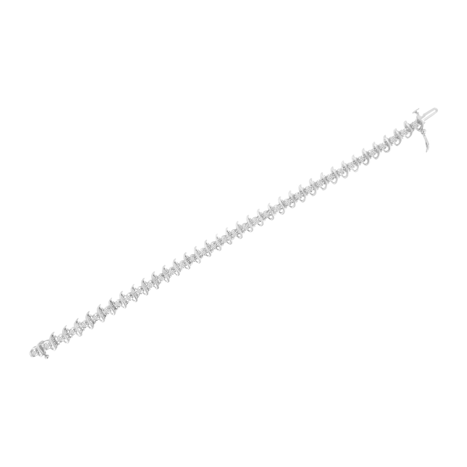 .925 Sterling Silver 1 cttw Prong-Set Diamond Link Bracelet (I-J, I1-I2) - 7.25" by Bids.com