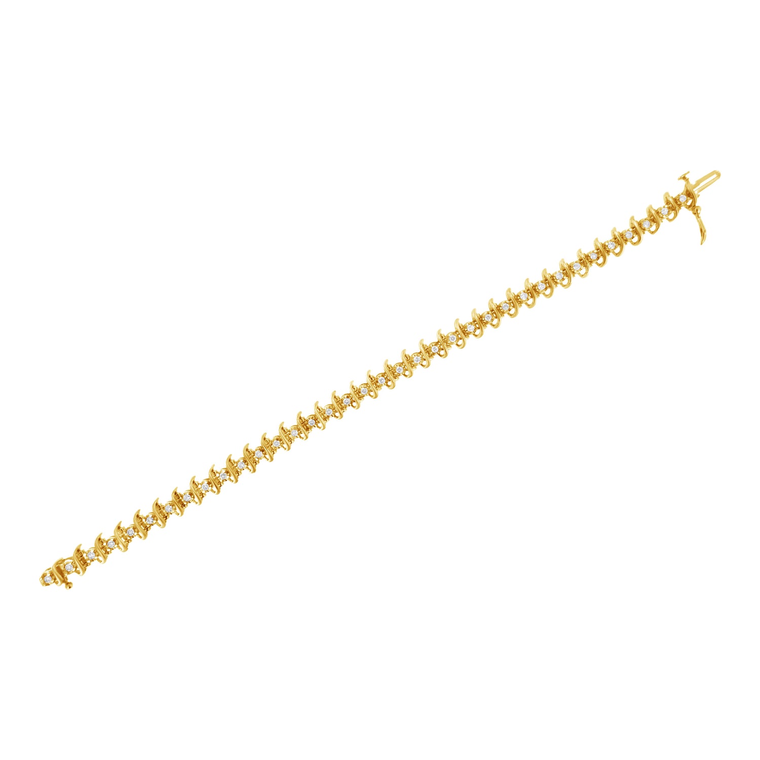 10KT Yellow Gold Plated .925 Sterling Silver 1 cttw Prong-Set Diamond Link Bracelet (J-K, I1-I2) - 7.5" by Bids.com