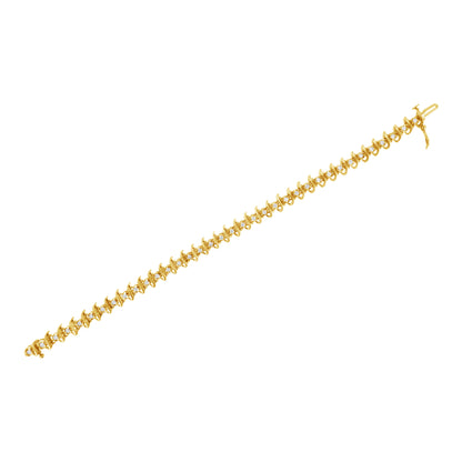 10KT Yellow Gold Plated .925 Sterling Silver 1 cttw Prong-Set Diamond Link Bracelet (J-K, I1-I2) - 7.5" by Bids.com