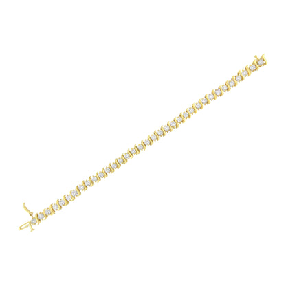 10K Yellow Gold Plated .925 Sterling Silver 7.0 cttw 2-Prong Set Round Brilliant Cut Diamond "S" Link Bracelet (J-K color, I1-I2 clarity) - 7" by Bids.com