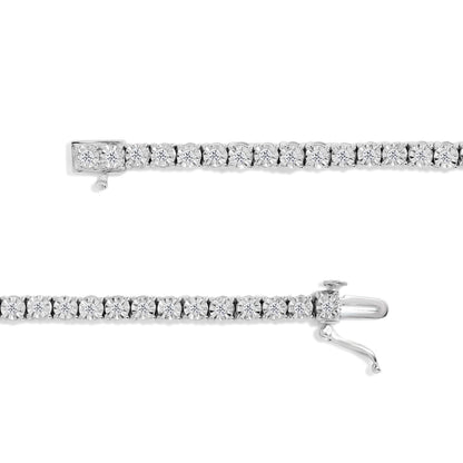 .925 Sterling Silver 1.0 Cttw Miracle-Set Diamond Round Faceted Bezel Tennis Bracelet (I-J Color, I3 Clarity) - 7" by Bids.com