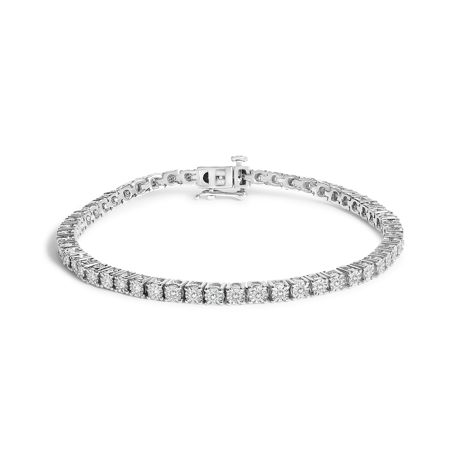 .925 Sterling Silver 3.0 Cttw Lab Grown Diamond Illusion-Set Miracle Plate Tennis Bracelet (G-H Color, VS1-VS2 Clarity) - Size 7.25" by Bids.com