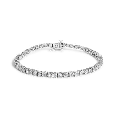 .925 Sterling Silver 3.0 Cttw Lab Grown Diamond Illusion-Set Miracle Plate Tennis Bracelet (G-H Color, VS1-VS2 Clarity) - Size 7.25" by Bids.com