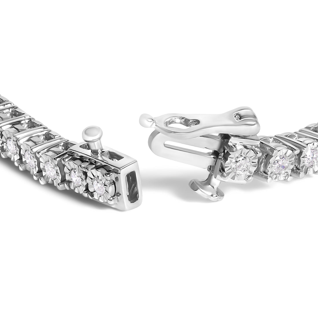 .925 Sterling Silver 3.0 Cttw Lab Grown Diamond Illusion-Set Miracle Plate Tennis Bracelet (G-H Color, VS1-VS2 Clarity) - Size 7.25" by Bids.com