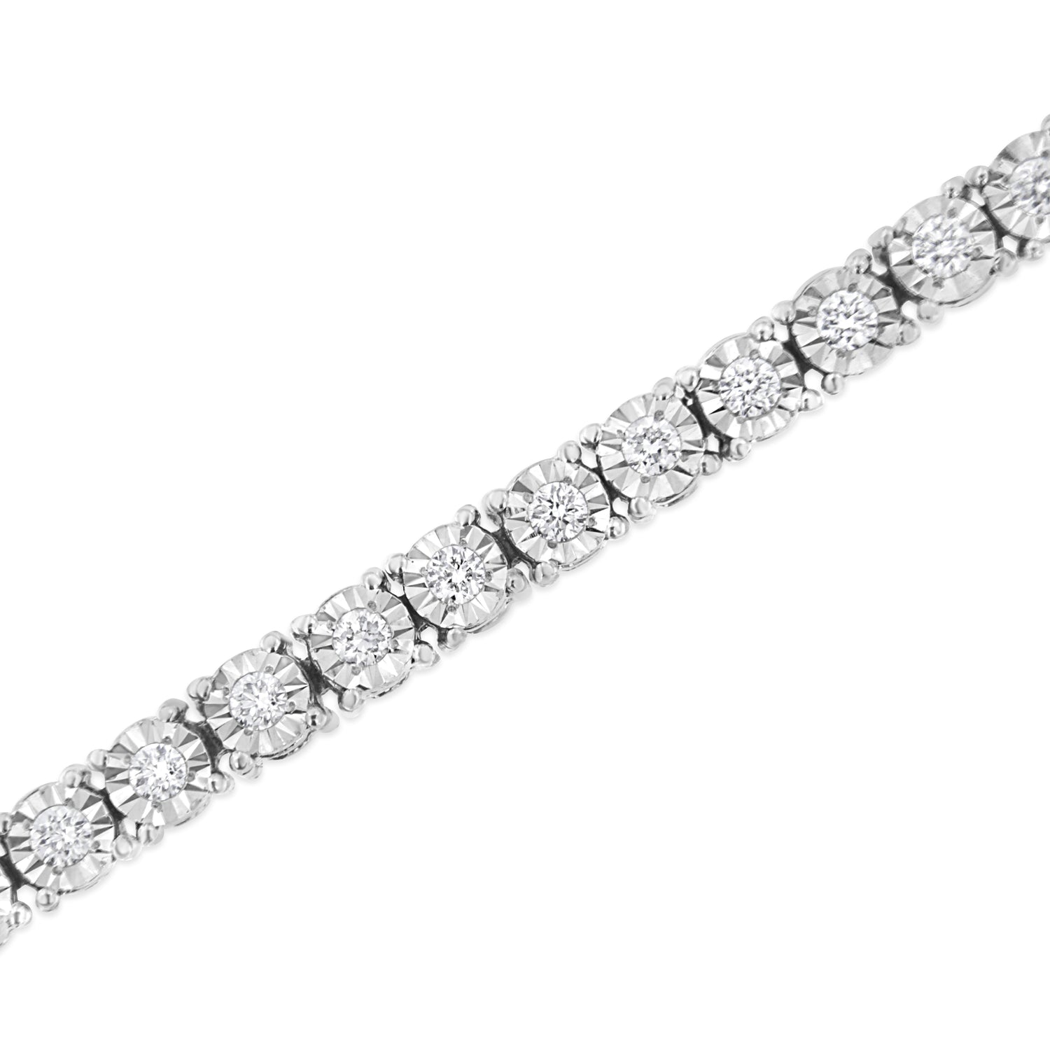 .925 Sterling Silver 3.0 Cttw Lab Grown Diamond Illusion-Set Miracle Plate Tennis Bracelet (G-H Color, VS1-VS2 Clarity) - Size 7.25" by Bids.com