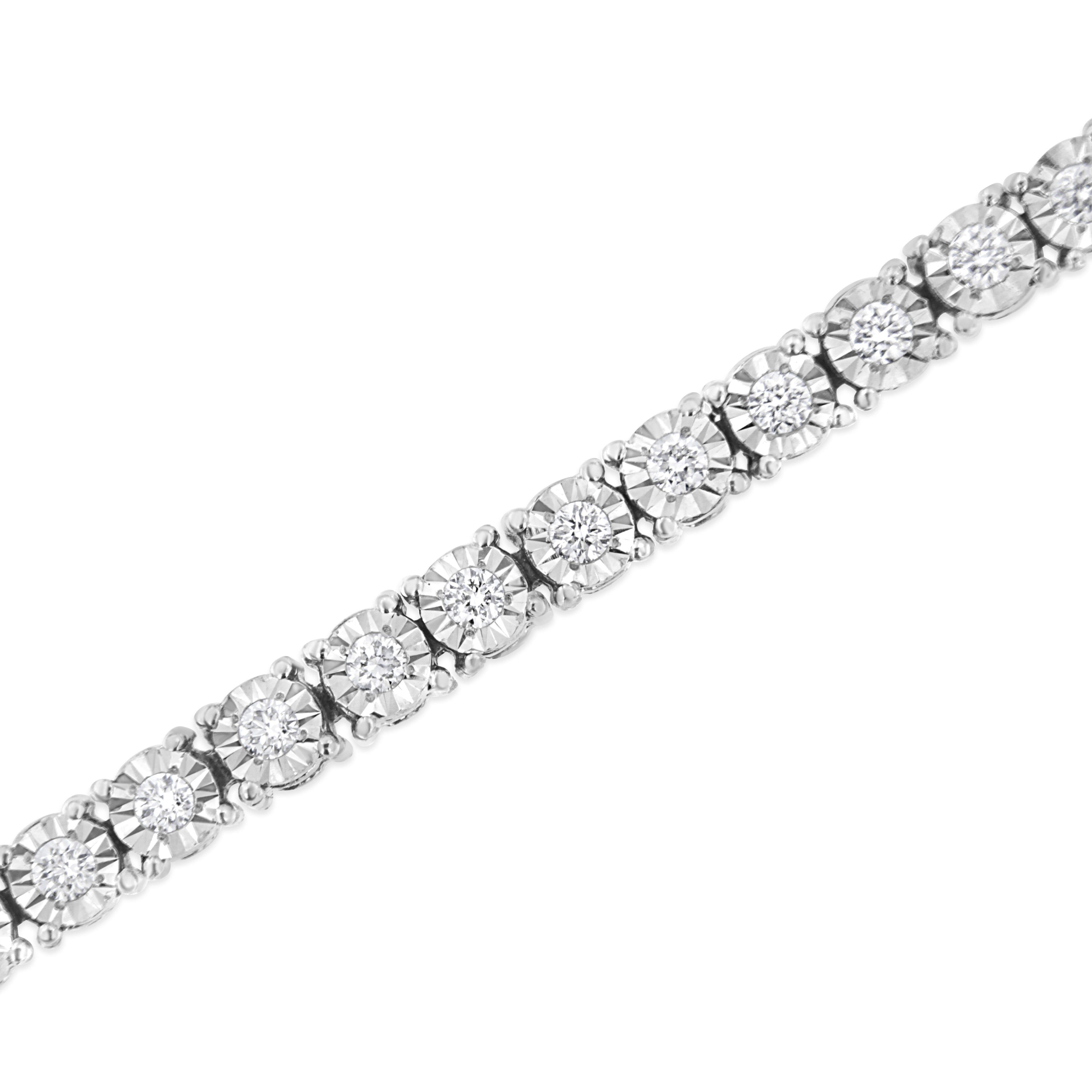 .925 Sterling Silver 3.0 Cttw Lab Grown Diamond Illusion-Set Miracle Plate Tennis Bracelet (G-H Color, VS1-VS2 Clarity) - Size 7.25" by Bids.com