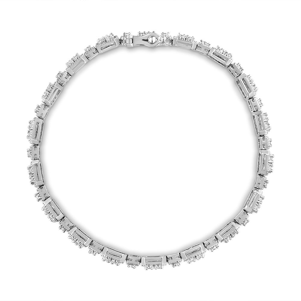 10K White Gold 2.0 Cttw Diamond Square Link Bracelet (J-K Color, I2-I3 Clarity) - Size 7.25" by Bids.com