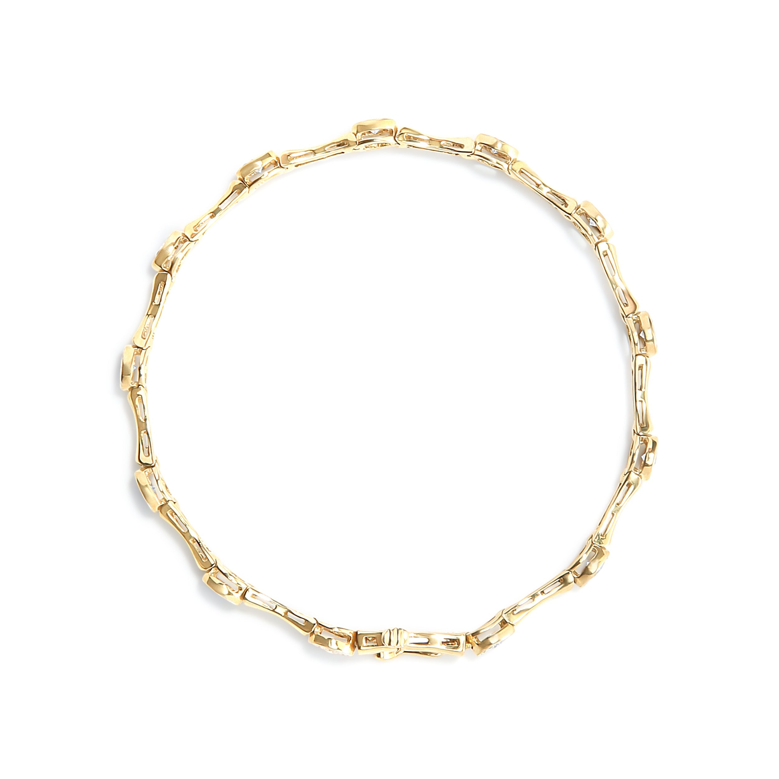 10K Yellow Gold Plated .925 Sterling Silver 1.0 Cttw Miracle Set Diamond Bezel Style Station Link Bracelet (H-I Color, I3 Clarity) - Size 7" by Bids.com