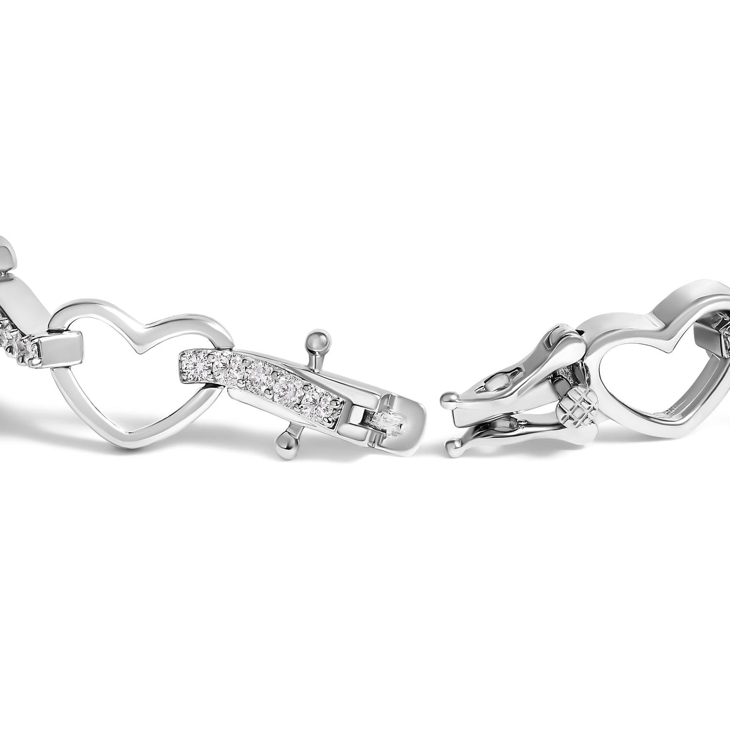 10K White Gold 2.0 Cttw Diamond Heart Link Bracelet  DestGlow
