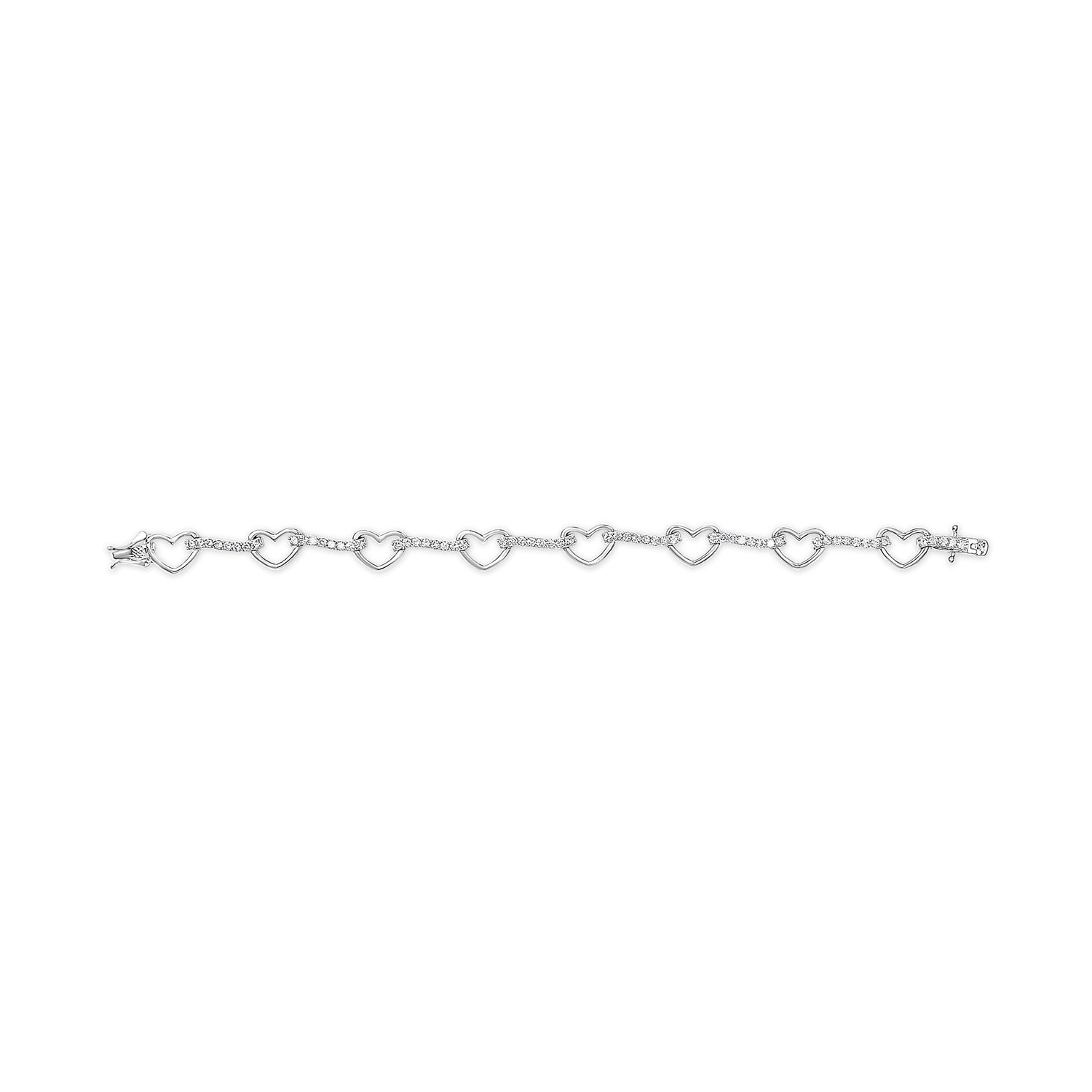10K White Gold 2.0 Cttw Diamond Heart Link Bracelet  DestGlow
