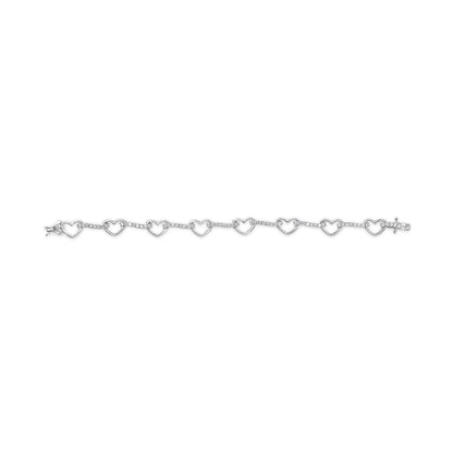 10K White Gold 2.0 Cttw Diamond Heart Link Bracelet  DestGlow