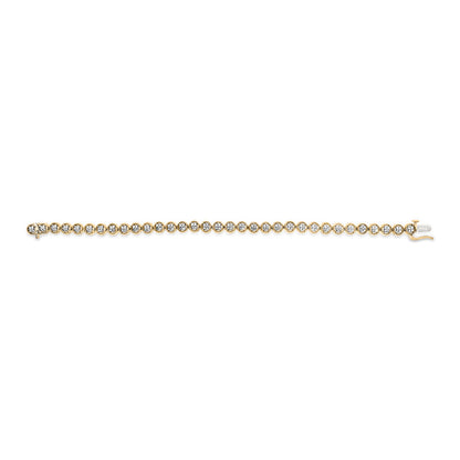 14K Yellow Gold Plated .925 Sterling Silver 1/10 Cttw Diamond Open Circle Beaded Wheel Link Tennis Bracelet (I-J Color, I3 Clarity) - 7.25" by Bids.com