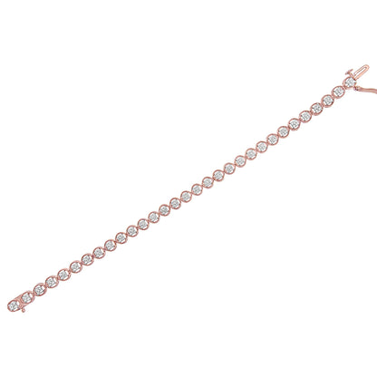 14K Rose Gold Over .925 Sterling Silver 1/4 Cttw Diamond 7" Open Circle Wheel Link Tennis Bracelet (I-J Color, I2-I3 Clarity) by Bids.com