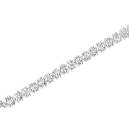.925 Sterling Silver 1.0 Cttw Diamond Miracle-Set X-Link 7" Tennis Bracelet (I-J Color, I3 Clarity) by Bids.com