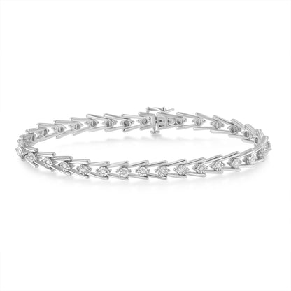 Sterling Silver Diamond Wave-Style Link Bracelet (0.5 cttw, I-J Color, I3 Clarity) by Bids.com