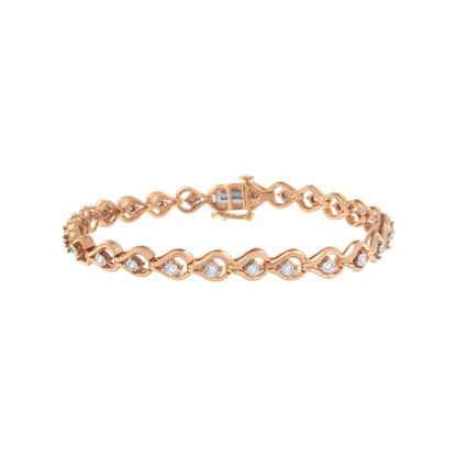 .925 Sterling Silver 1/4 Cttw Diamond Miracle-Set Teardrop Shaped 7â€ Link Bracelet (I-J Color, I3 Clarity) by Bids.com