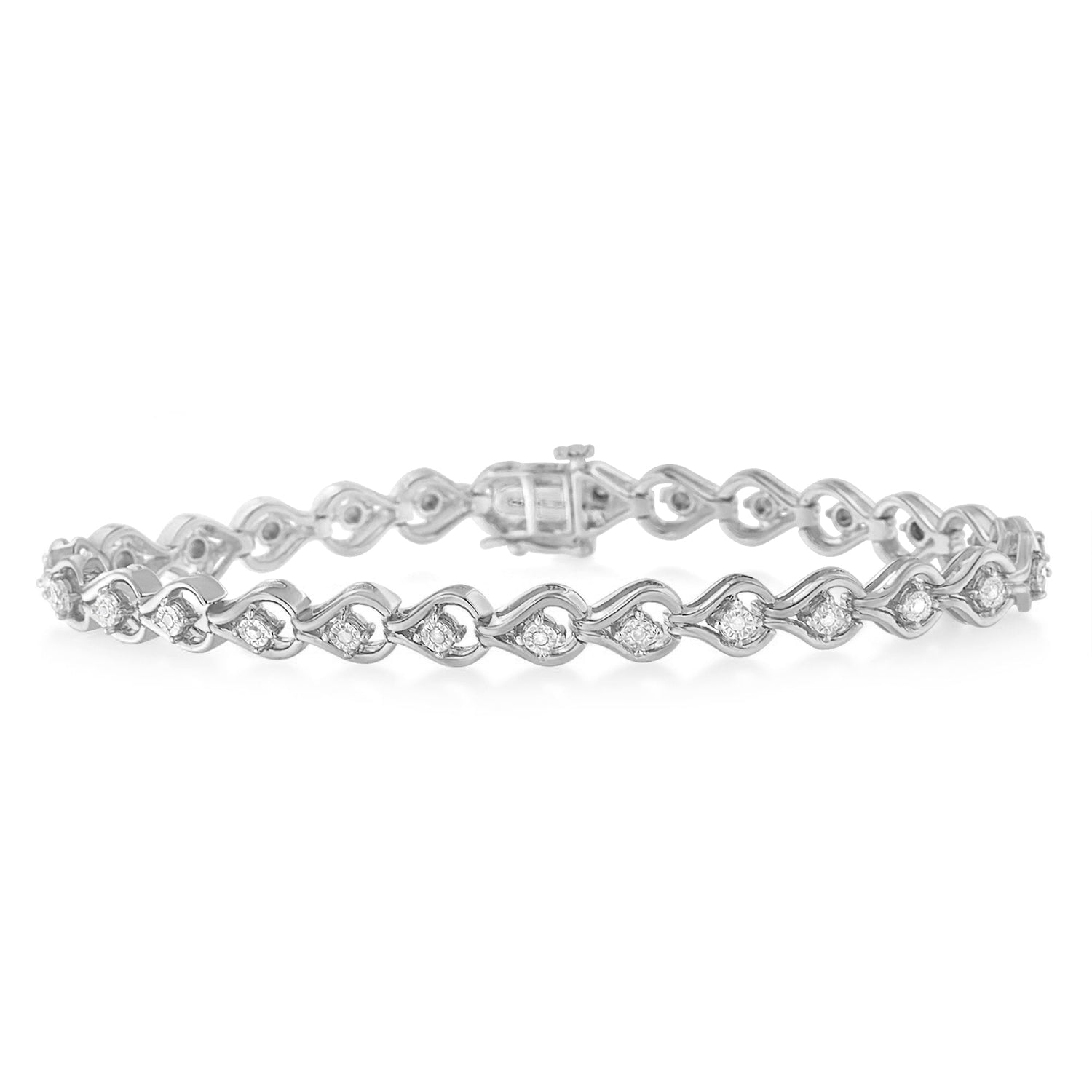.925 Sterling Silver 1/4 Cttw Diamond Miracle-Set Teardrop Shaped 7â€ Link Bracelet (I-J Color, I3 Clarity) by Bids.com