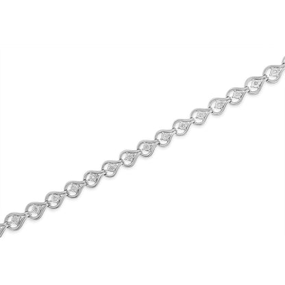.925 Sterling Silver 1/4 Cttw Diamond Miracle-Set Teardrop Shaped 7â€ Link Bracelet (I-J Color, I3 Clarity) by Bids.com