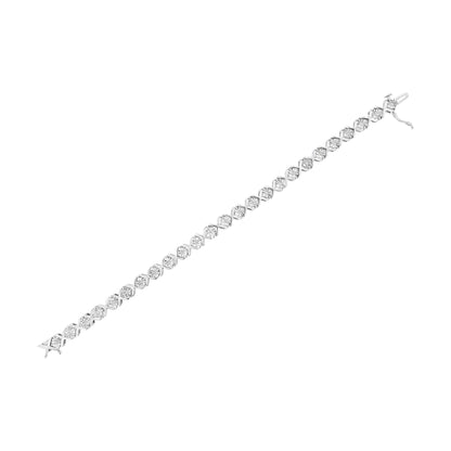 .925 Sterling Silver 1/4 Cttw Miracle Set Diamond "X" Link Bracelet (I-J Color, I3 Clarity) - 7.25" by Bids.com