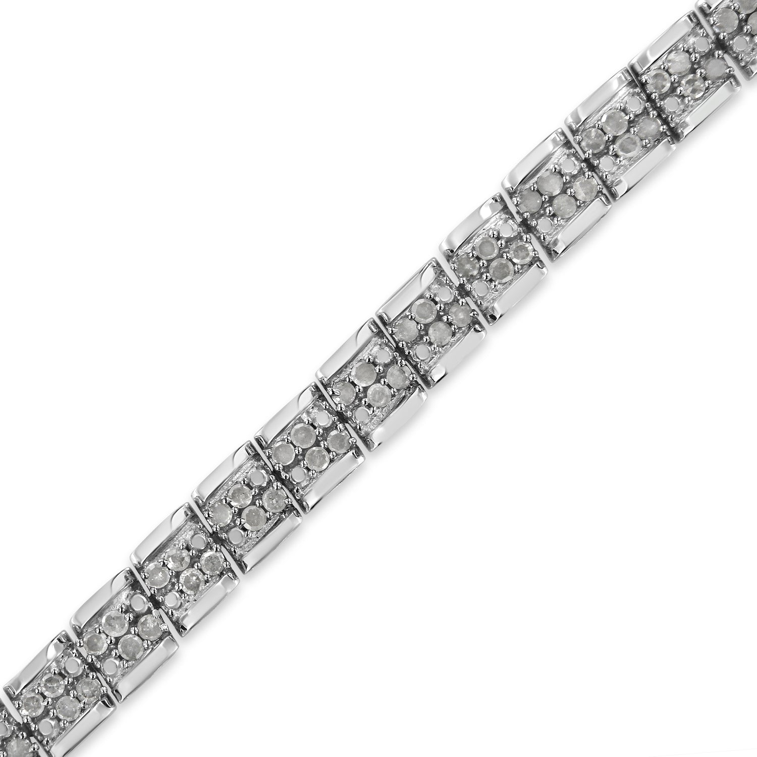 .925 Sterling Silver 2.0 Cttw Diamond 7" Round Miracle Plate Link Bracelet (I-J Color, I2-I3 Clarity) by Bids.com