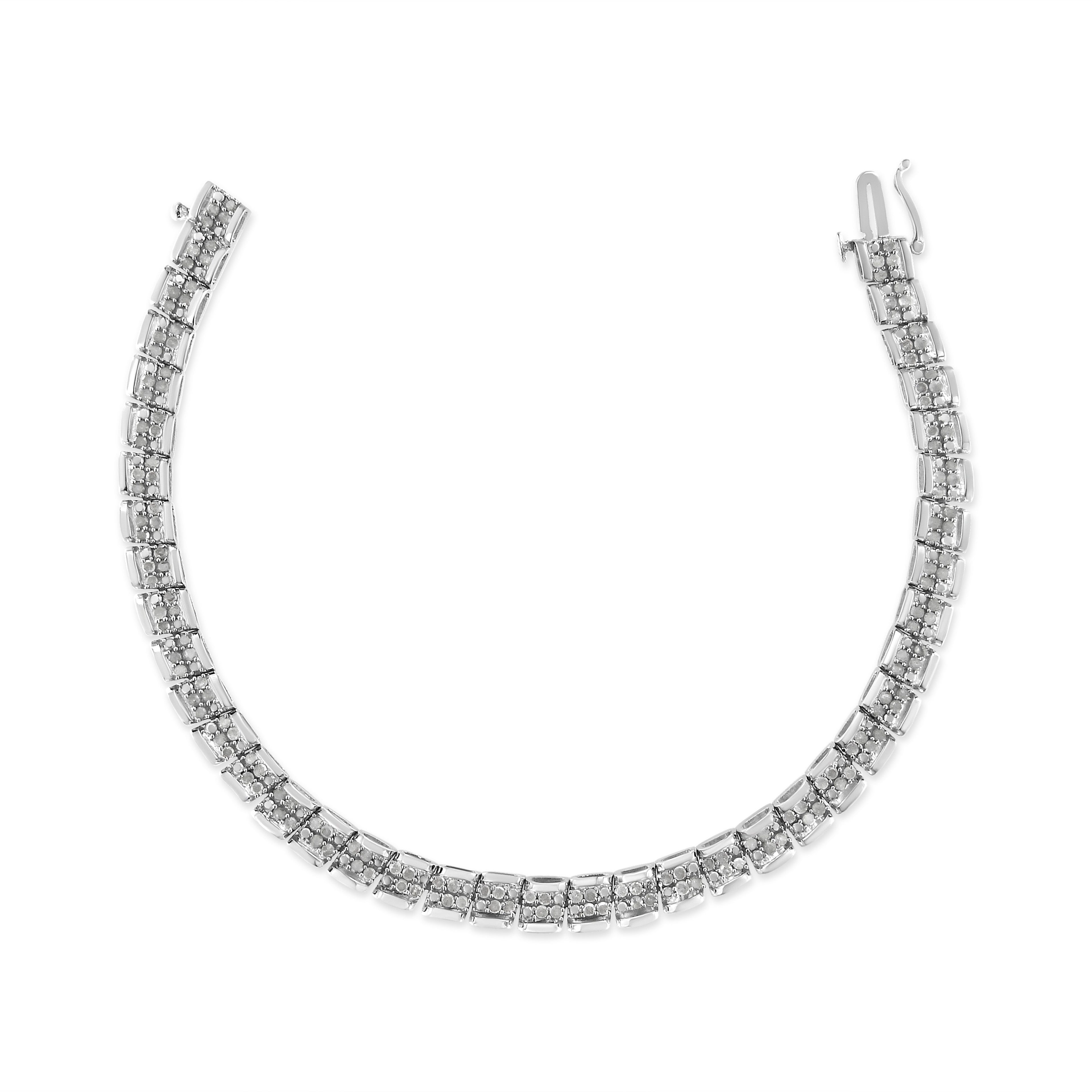 .925 Sterling Silver 2.0 Cttw Diamond 7" Round Miracle Plate Link Bracelet (I-J Color, I2-I3 Clarity) by Bids.com