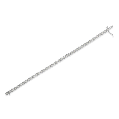 .925 Sterling Silver 1.0 Cttw Diamond Miracle-Set Square Milgrain 7" Link Tennis Bracelet (I-J Color, I3 Clarity) by Bids.com