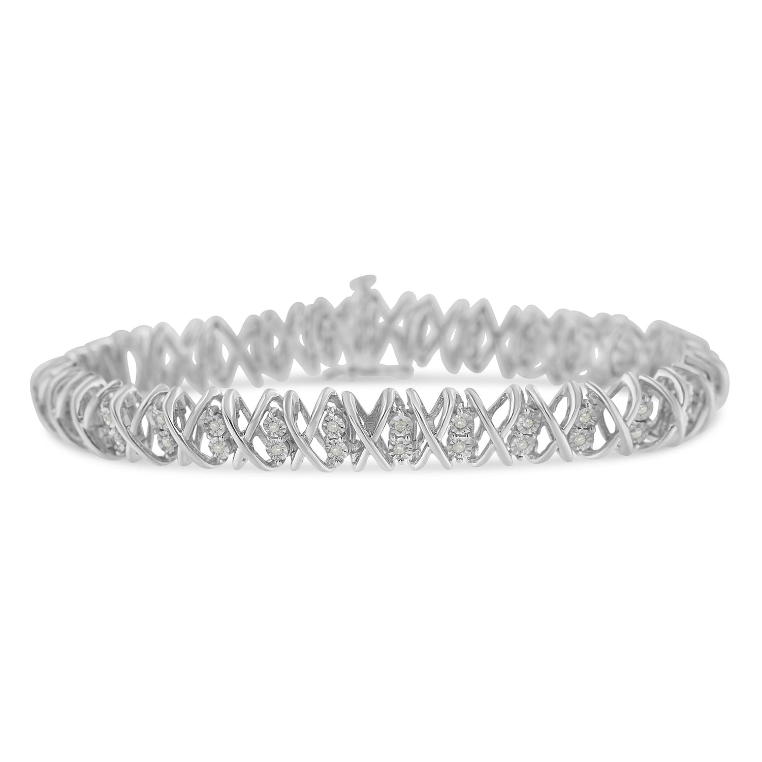 Sterling Silver rose-cut Diamond X-Link Bracelet (1 cttw, I-J Color, I2-I3 Clarity) by Bids.com