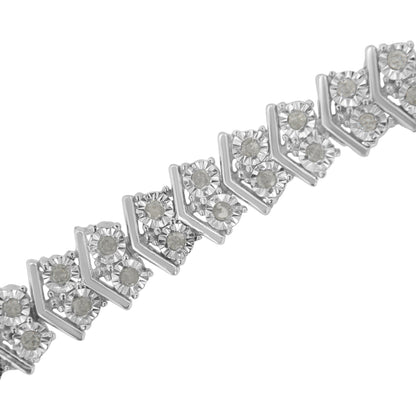 .925 Sterling Silver 1.0 cttw Diamond "Arrow" Shape Tennis Link Bracelet (I-J Color, I3 Clarity) -7.25" by Bids.com