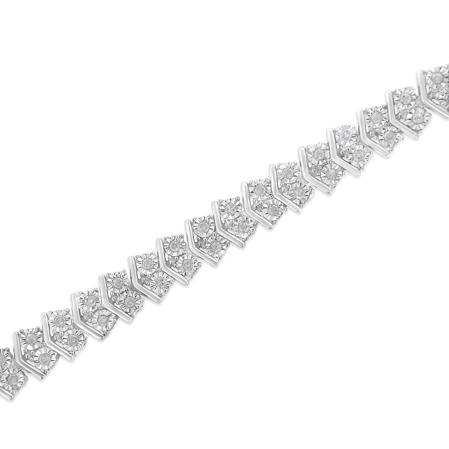 .925 Sterling Silver 1.0 Cttw Chevron 2 Stone Arrow Link Tennis Bracelet (I-J Color, I3 Clarity) - 7â€ by Bids.com