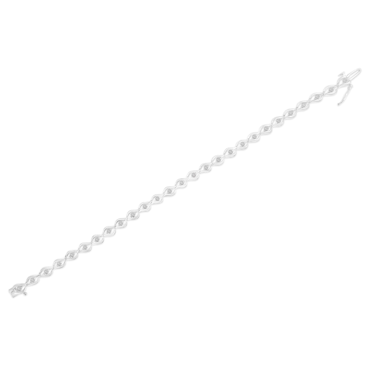 .925 Sterling Silver 1/2 Cttw Rose Cut Diamond Almond Shape Link Tennis Bracelet (I-J Color, I3 Clarity) - 7â€Â  DestGlow