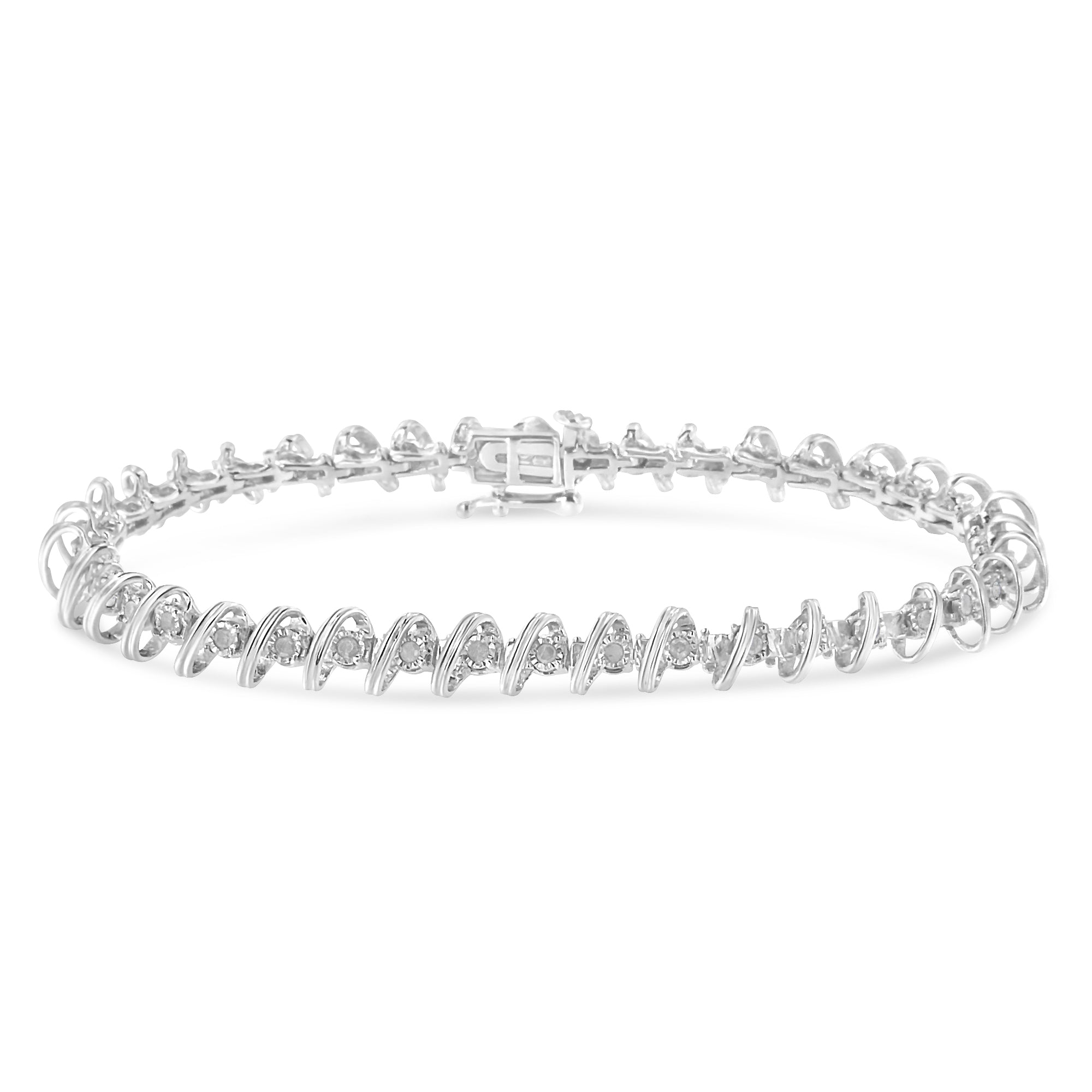 .925 Sterling Silver 1/2 Cttw Diamond Miracle-Set 7" Tennis Bracelet (I-J Color, I3 Clarity) by Bids.com