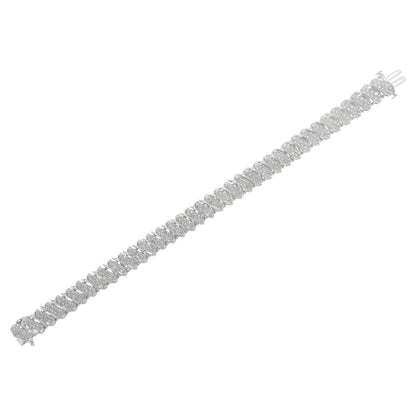 .925 Sterling Silver 3.0 Cttw Diamond Multi Row Cluster Slanted Wave Link 7-Â¼â€ Tennis Bracelet (I-J Color, I2-I3 Clarity) by Bids.com
