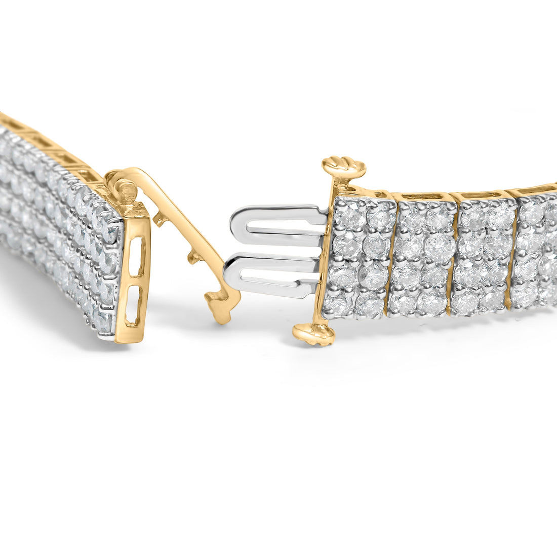 IGI Certified 14K Yellow Gold Plated Sterling Silver 10.0 Cttw Faint Brown Diamond 4 Row Tennis Bracelet  DestGlow