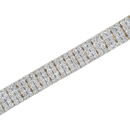 IGI Certified 14K Yellow Gold Plated Sterling Silver 10.0 Cttw Diamond 4 Row Tennis Bracelet