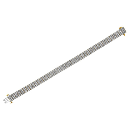 IGI Certified 14K Yellow Gold Plated Sterling Silver 10.0 Cttw Faint Brown Diamond 4 Row Tennis Bracelet