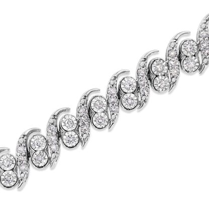 .925 Sterling Silver 2.0 Cttw Round-Cut Diamond "S" Link Bracelet (I-J Color, I3 Clarity) - 7.25" by Bids.com