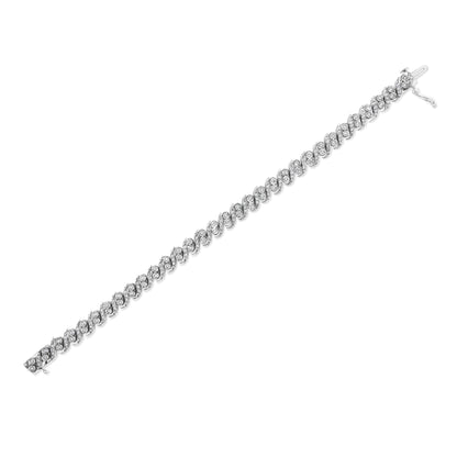 .925 Sterling Silver 2.0 Cttw Round-Cut Diamond "S" Link Bracelet (I-J Color, I3 Clarity) - 7.25" by Bids.com