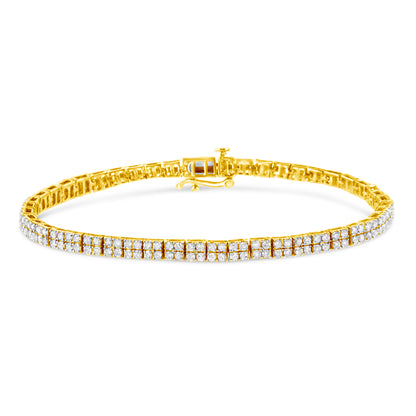 14K Yellow Gold Plated .925 Sterling Silver 3.0 Cttw Diamond Link Bracelet (K-L Color, I2-I3 Clarity) - 7.25" by Bids.com