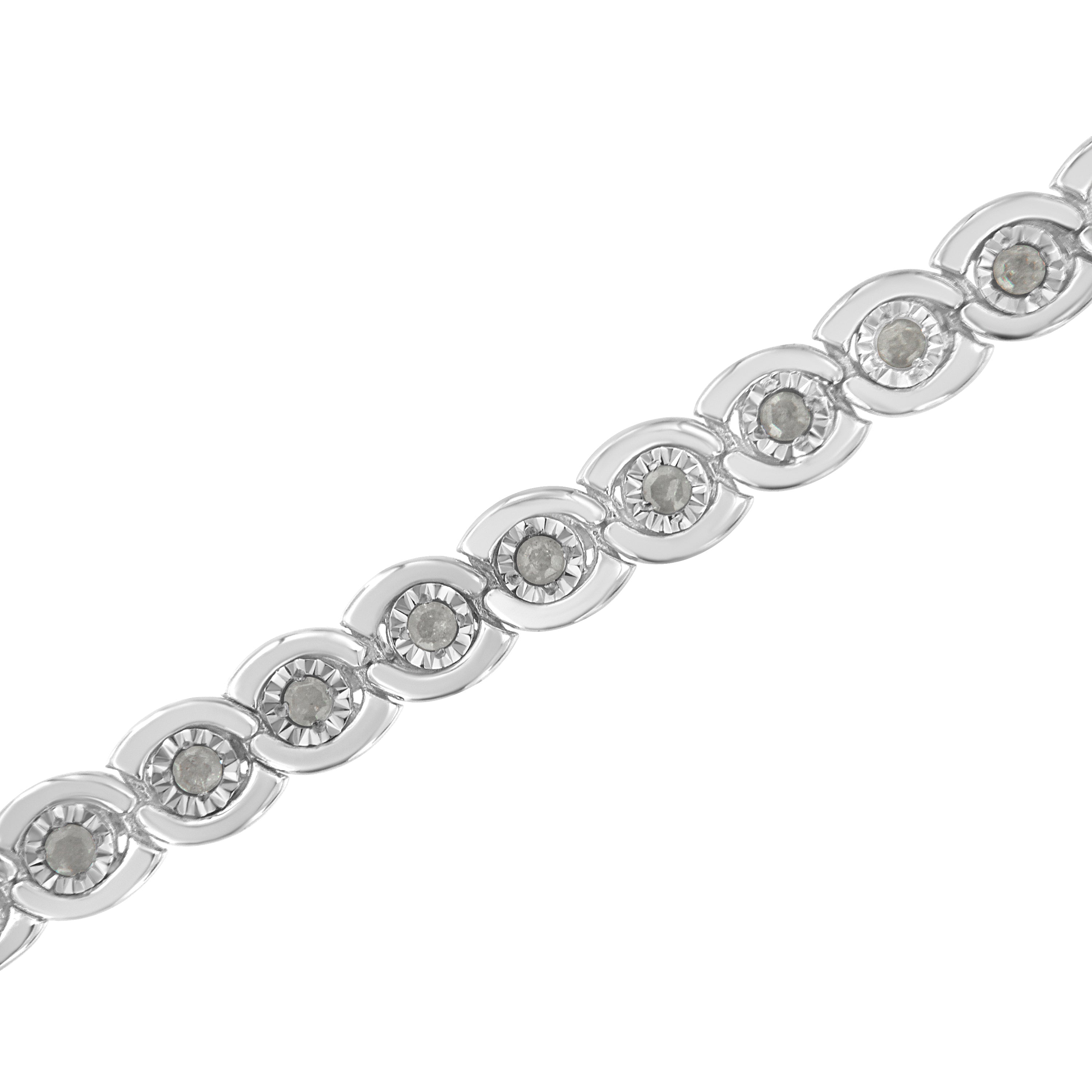 .925 Sterling Silver 1.0 cttw Miracle Set Diamond Spiraling Bezel Link Bracelet(I-J Color, I3 Clarity) -7.25" by Bids.com