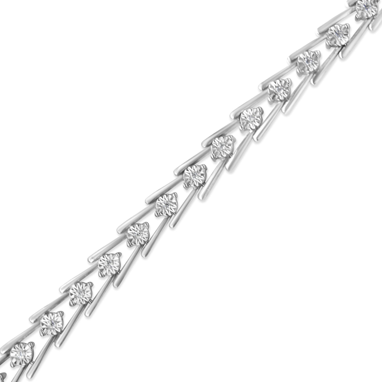 .925 Sterling Silver Diamond Miracle-Set Double Swoosh Milgrain Style Tennis Bracelet (1/2 cttw, I-J Color, I3 Clarity) - Size 7.75" by Bids.com